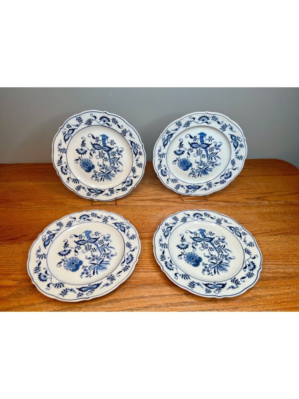 Vintage Blue Danube Dinner Plates set of 4 Blue Onion Meissen Pattern Made IN JA